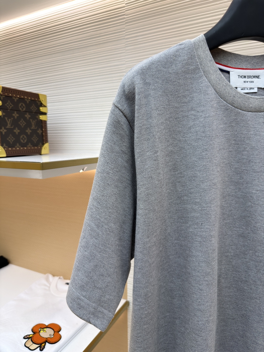 THOM BROWNE 珠地棉针织圆领短袖 T恤 黑色 藏蓝色 灰色 白色 A5 