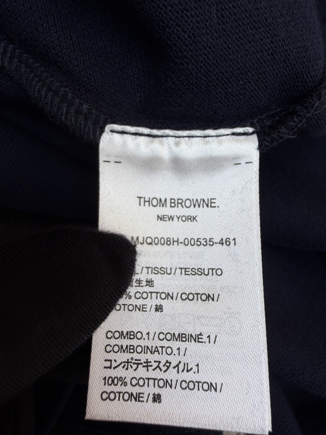 THOM BROWNE 珠地棉针织圆领短袖 T恤 黑色 藏蓝色 灰色 白色 A5 