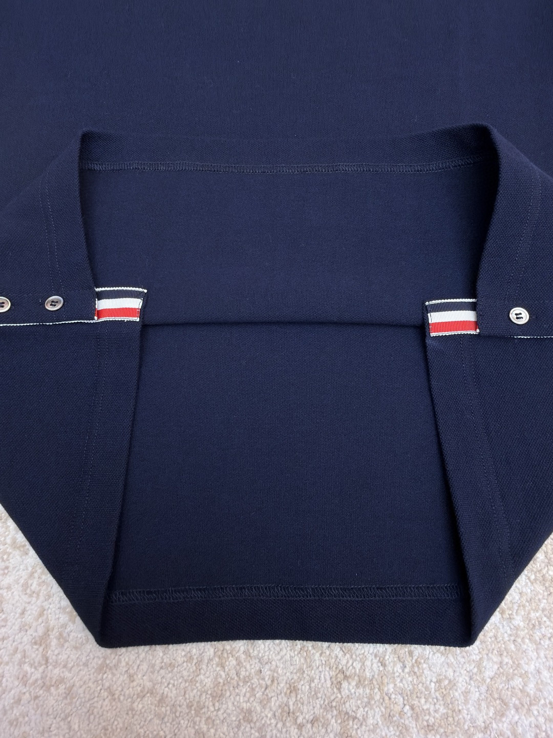 THOM BROWNE 珠地棉针织圆领短袖 T恤 黑色 藏蓝色 灰色 白色 A5 