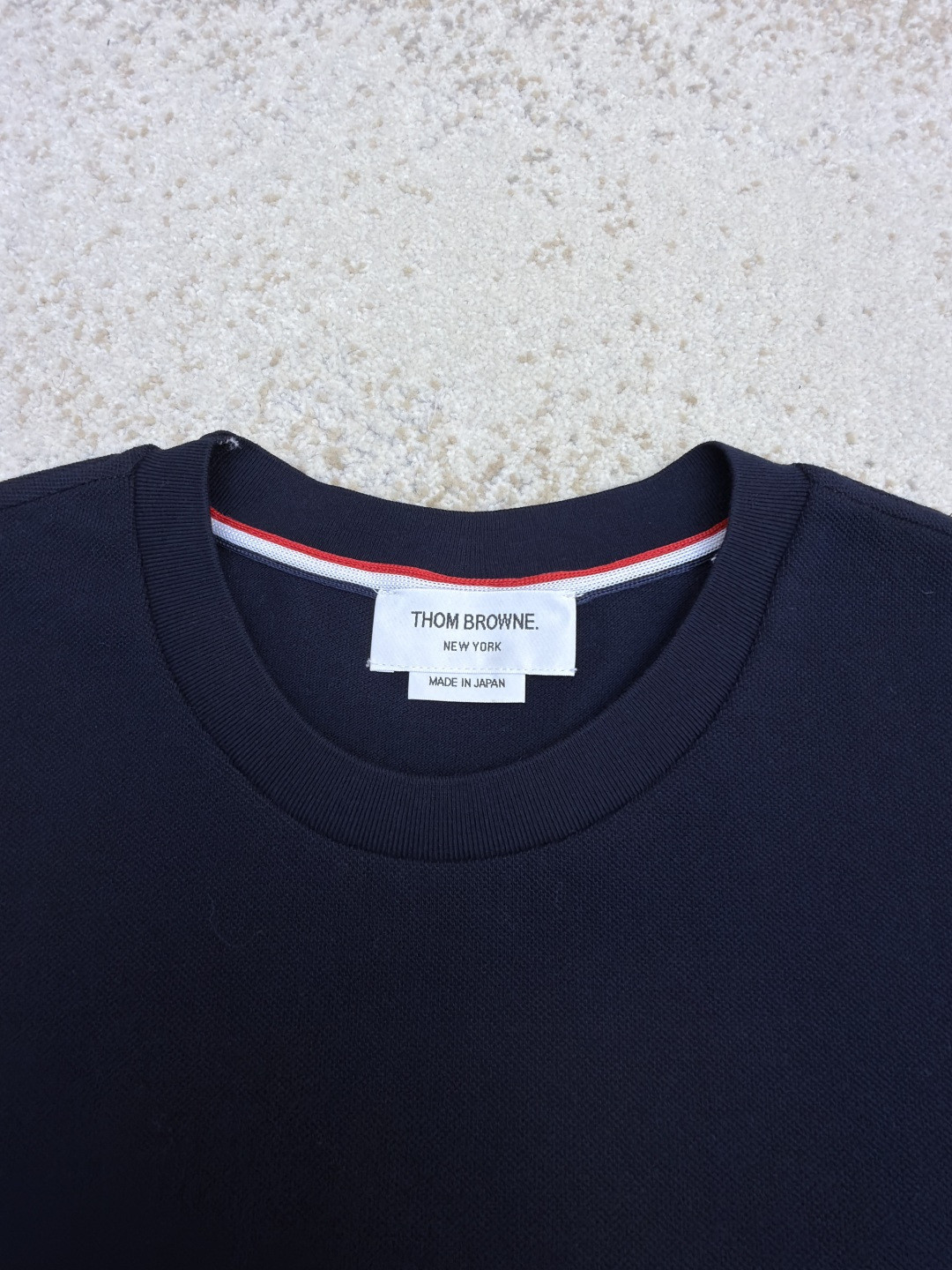 THOM BROWNE 珠地棉针织圆领短袖 T恤 黑色 藏蓝色 灰色 白色 A5 