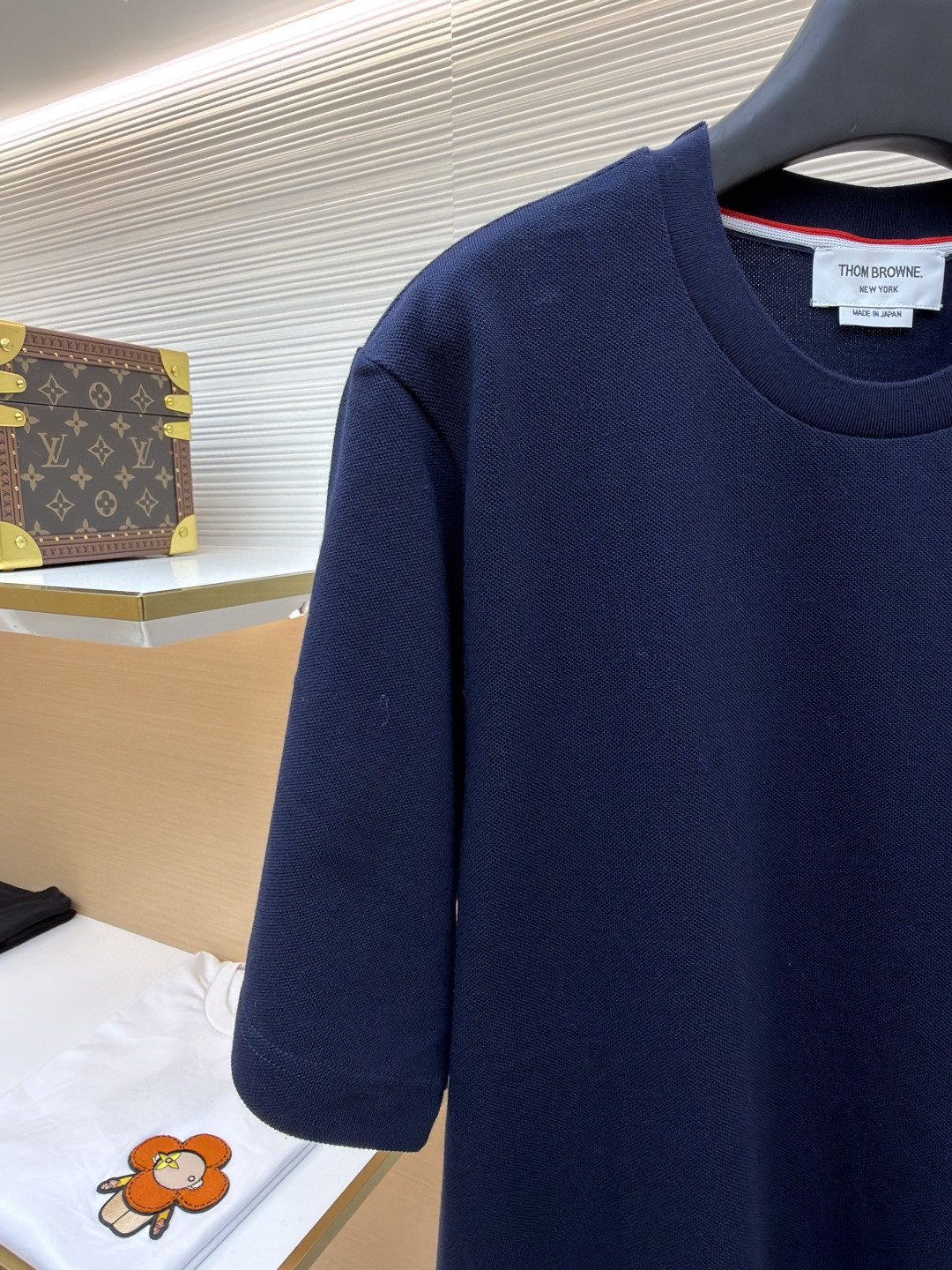 THOM BROWNE 珠地棉针织圆领短袖 T恤 黑色 藏蓝色 灰色 白色 A5 