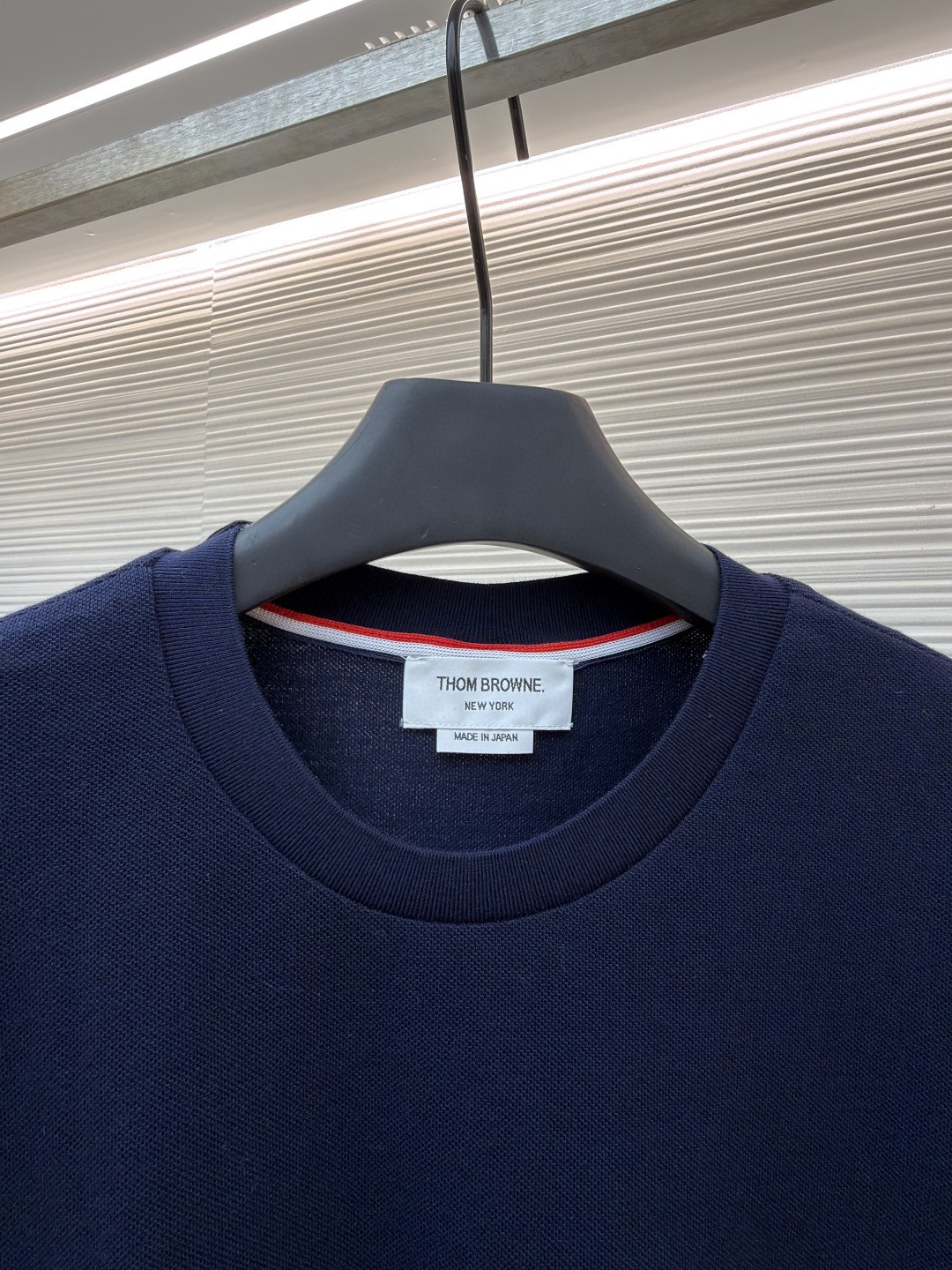 THOM BROWNE 珠地棉针织圆领短袖 T恤 黑色 藏蓝色 灰色 白色 A5 