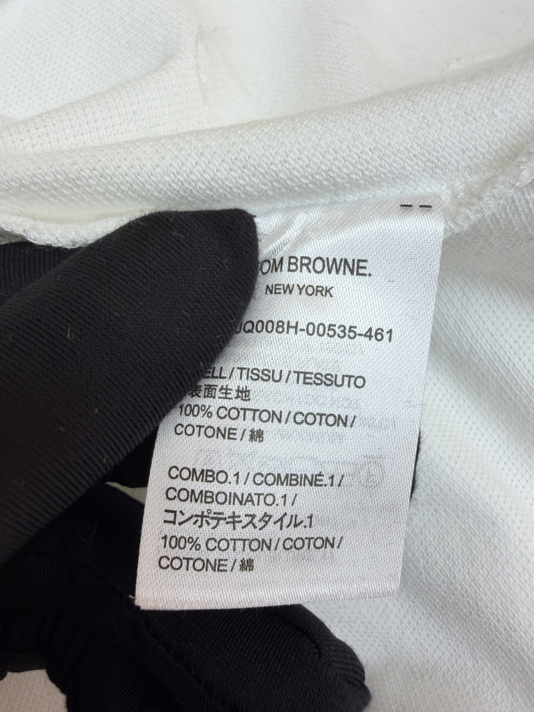 THOM BROWNE 珠地棉针织圆领短袖 T恤 黑色 藏蓝色 灰色 白色 A5 