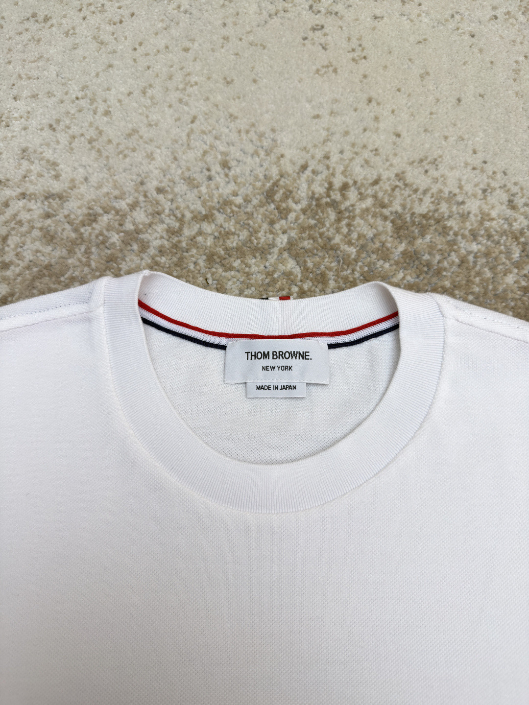 THOM BROWNE 珠地棉针织圆领短袖 T恤 黑色 藏蓝色 灰色 白色 A5 