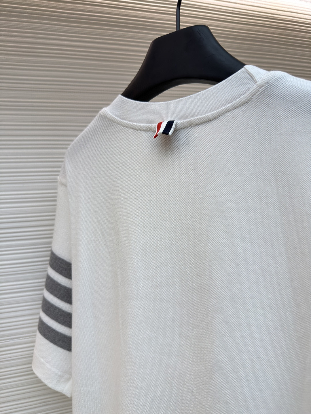 THOM BROWNE 珠地棉针织圆领短袖 T恤 黑色 藏蓝色 灰色 白色 A5 