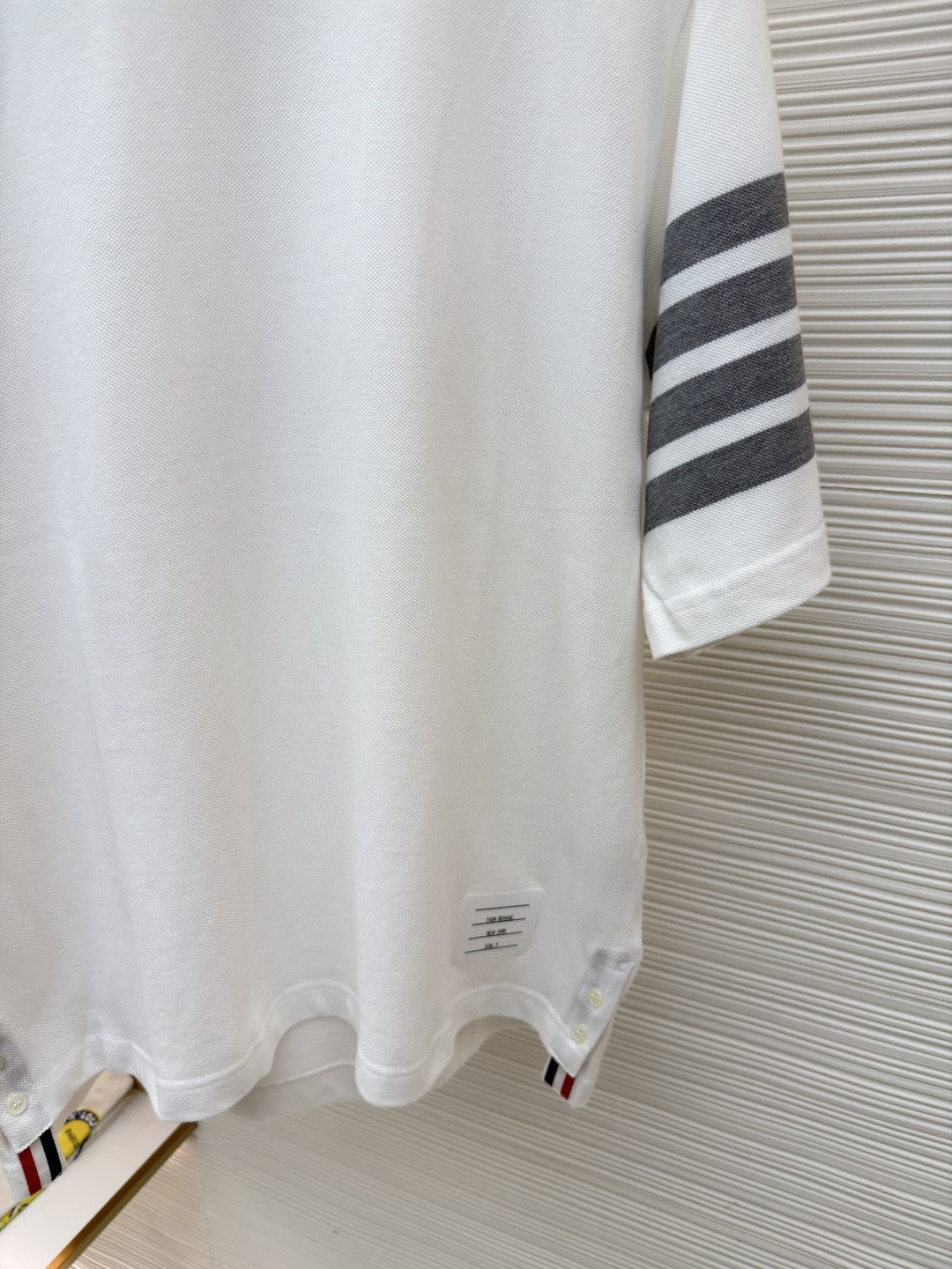 THOM BROWNE 珠地棉针织圆领短袖 T恤 黑色 藏蓝色 灰色 白色 A5 