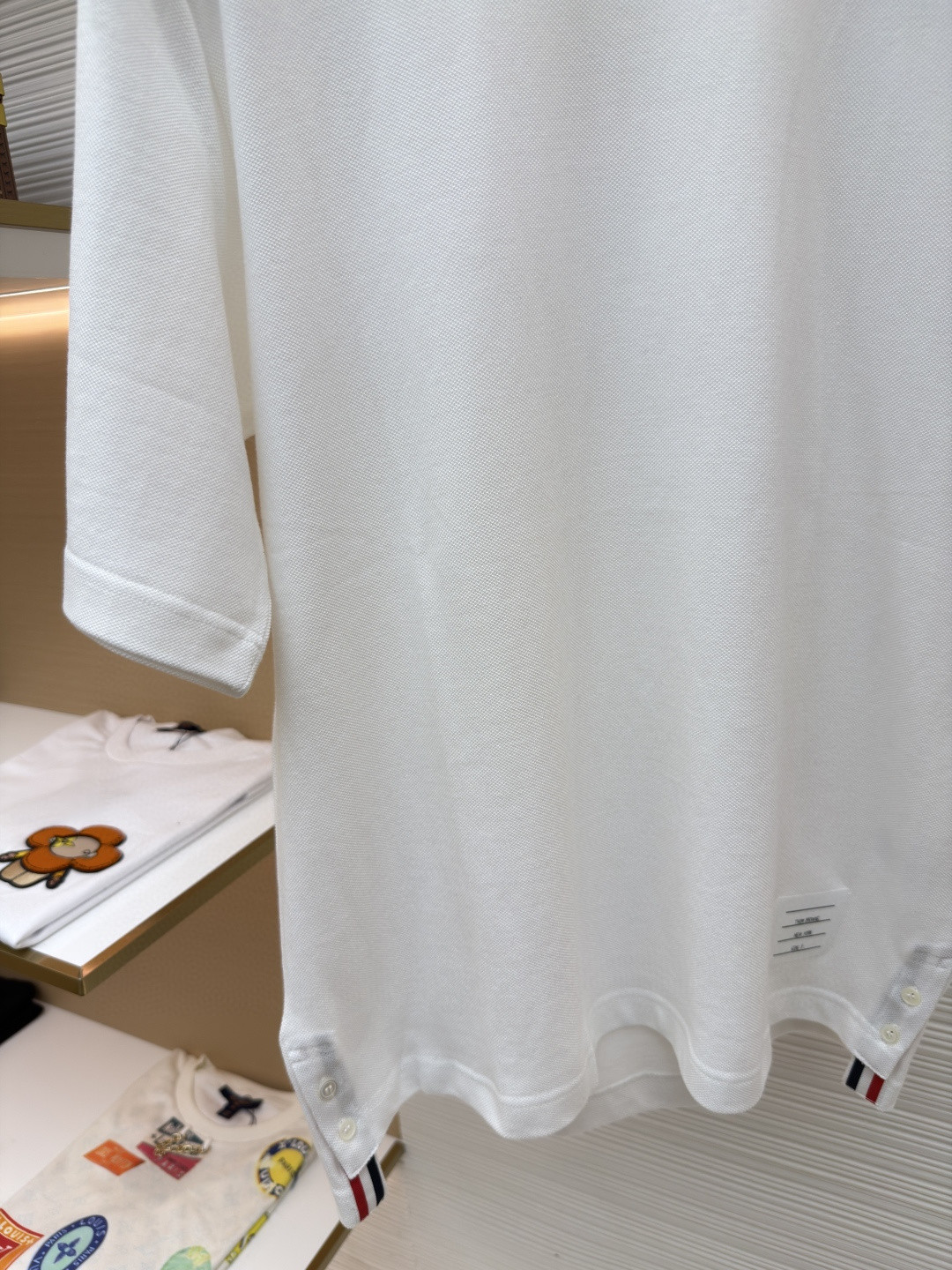 THOM BROWNE 珠地棉针织圆领短袖 T恤 黑色 藏蓝色 灰色 白色 A5 