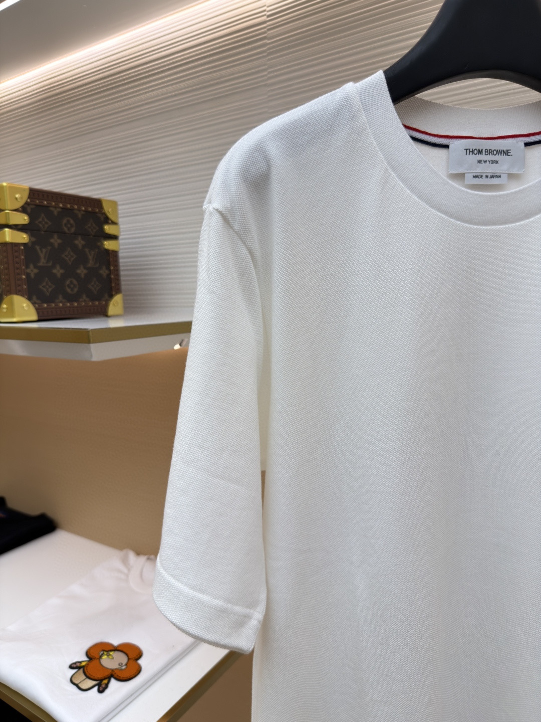 THOM BROWNE 珠地棉针织圆领短袖 T恤 黑色 藏蓝色 灰色 白色 A5 