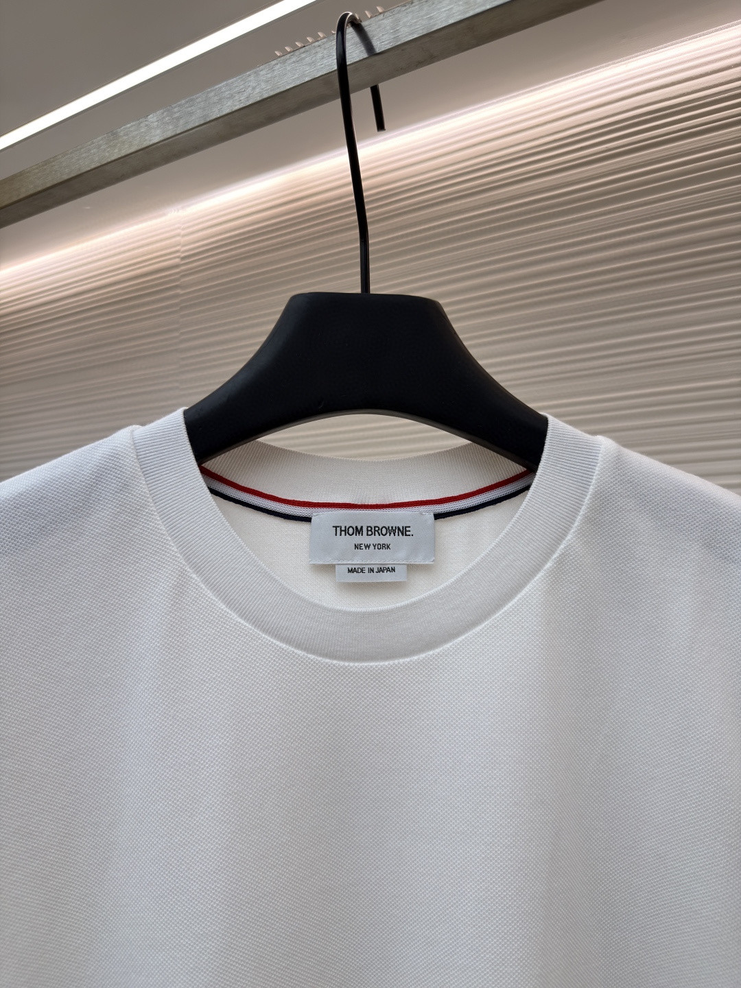 THOM BROWNE 珠地棉针织圆领短袖 T恤 黑色 藏蓝色 灰色 白色 A5 