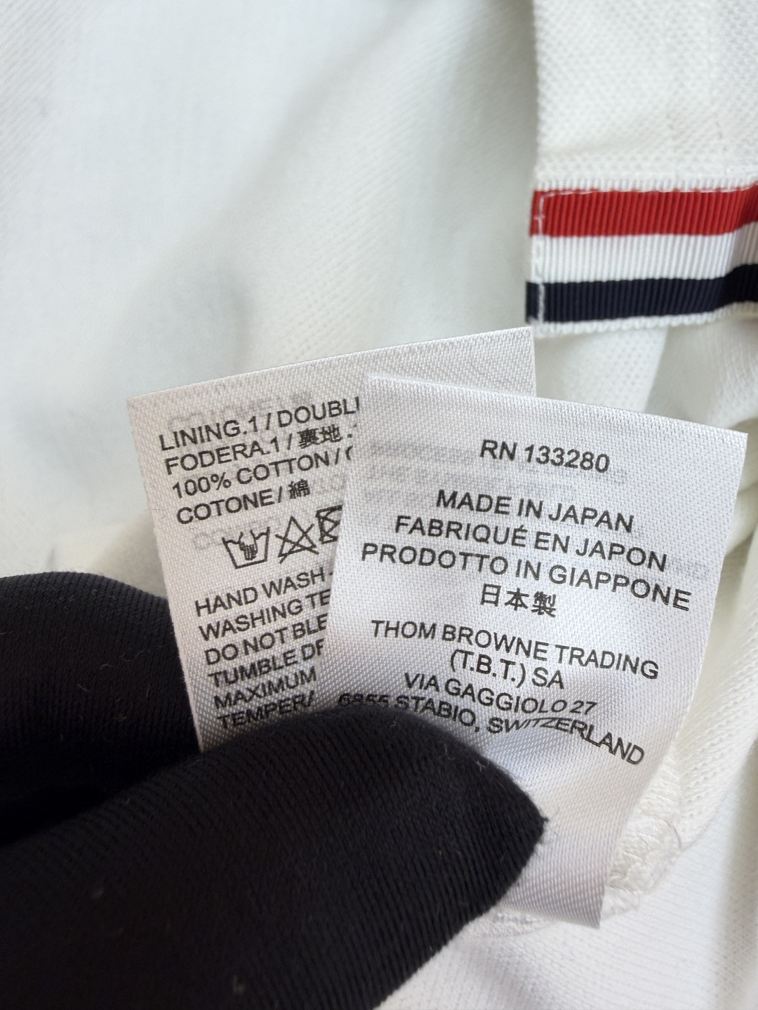 THOM BROWNE 珠地棉针织Polo衫 短袖 T恤 黑色 藏蓝色 灰色 白色 A5 