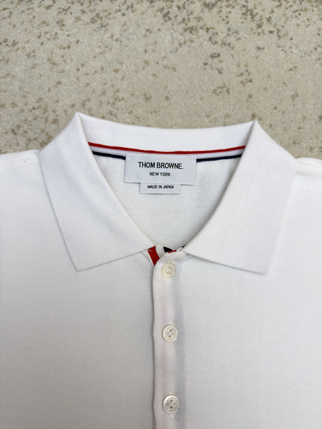 THOM BROWNE 珠地棉针织Polo衫 短袖 T恤 黑色 藏蓝色 灰色 白色 A5 