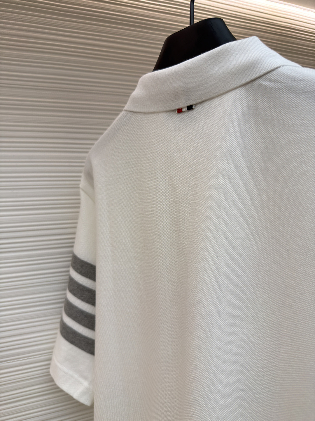 THOM BROWNE 珠地棉针织Polo衫 短袖 T恤 黑色 藏蓝色 灰色 白色 A5 