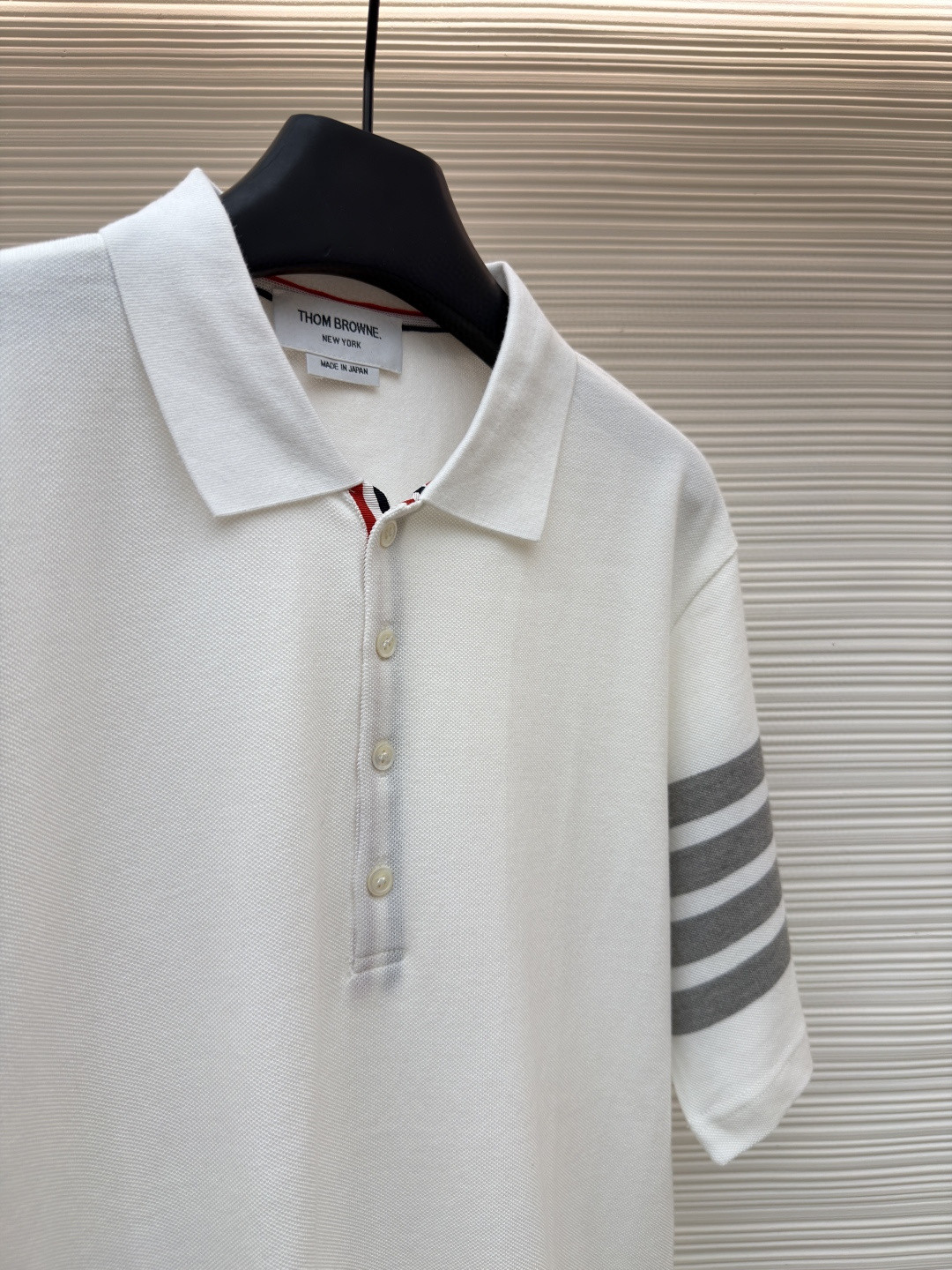 THOM BROWNE 珠地棉针织Polo衫 短袖 T恤 黑色 藏蓝色 灰色 白色 A5 