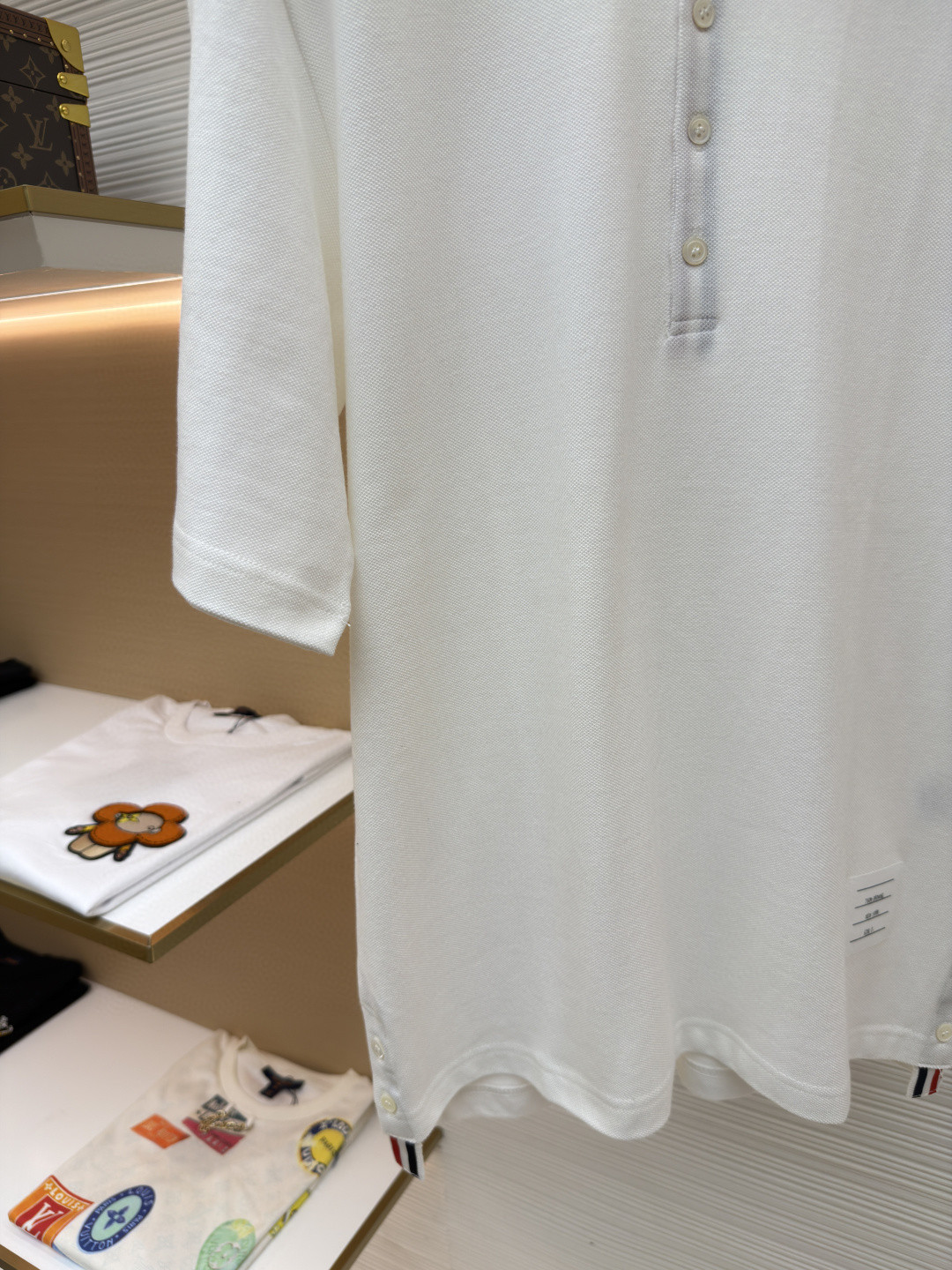 THOM BROWNE 珠地棉针织Polo衫 短袖 T恤 黑色 藏蓝色 灰色 白色 A5 