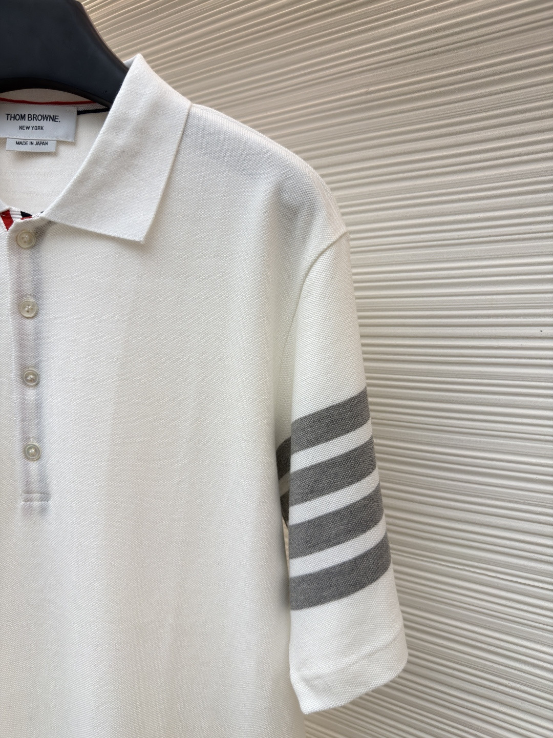 THOM BROWNE 珠地棉针织Polo衫 短袖 T恤 黑色 藏蓝色 灰色 白色 A5 