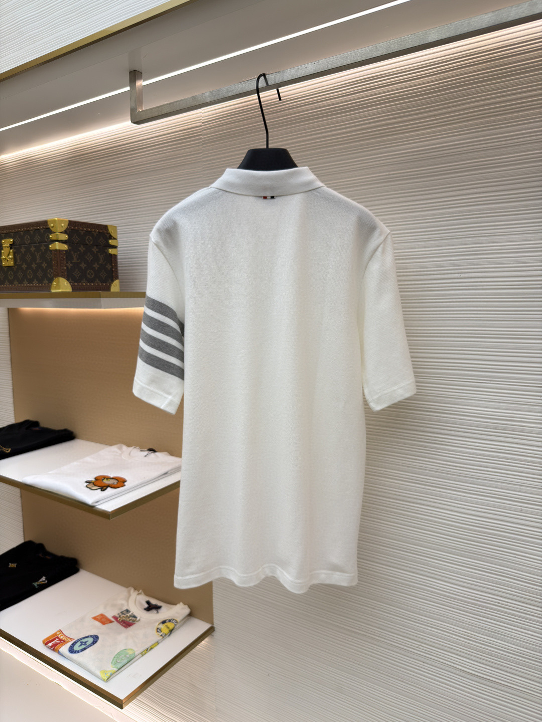 THOM BROWNE 珠地棉针织Polo衫 短袖 T恤 黑色 藏蓝色 灰色 白色 A5 