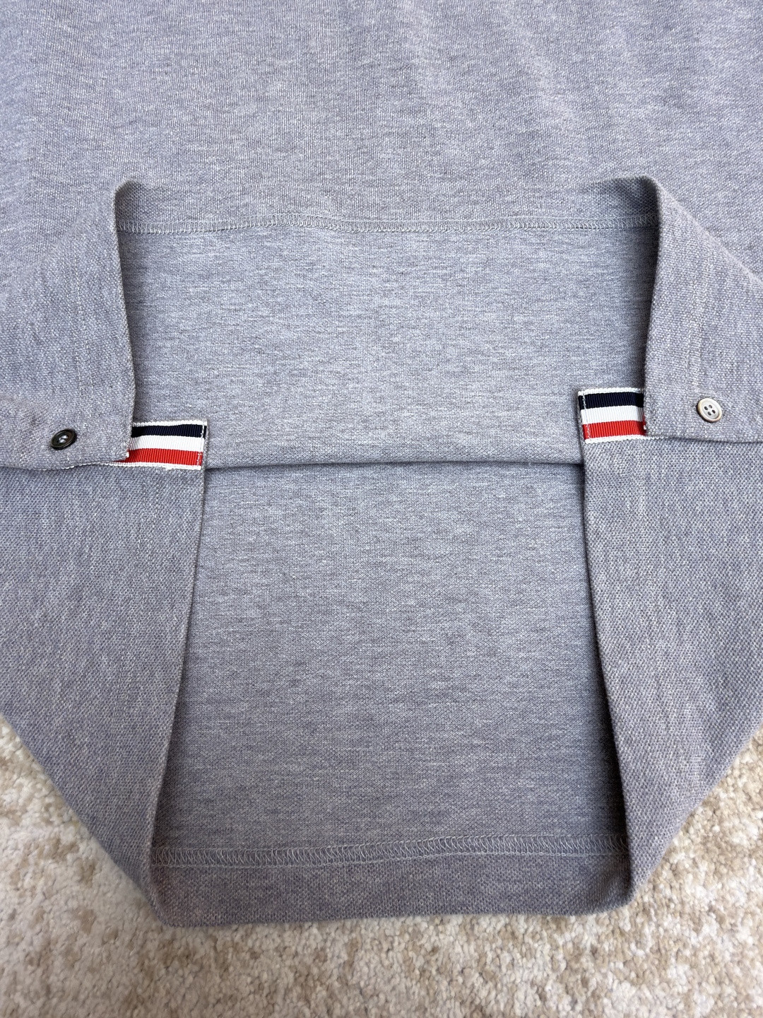 THOM BROWNE 珠地棉针织Polo衫 短袖 T恤 黑色 藏蓝色 灰色 白色 A5 