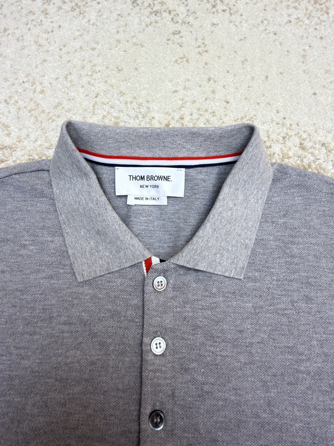 THOM BROWNE 珠地棉针织Polo衫 短袖 T恤 黑色 藏蓝色 灰色 白色 A5 