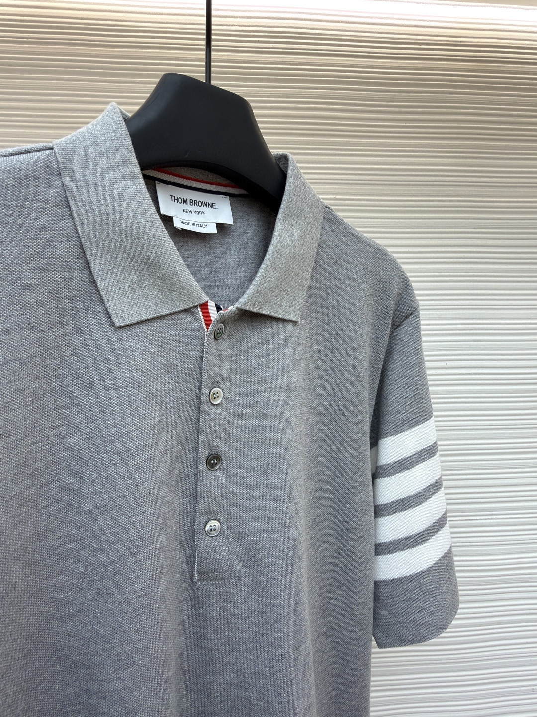 THOM BROWNE 珠地棉针织Polo衫 短袖 T恤 黑色 藏蓝色 灰色 白色 A5 