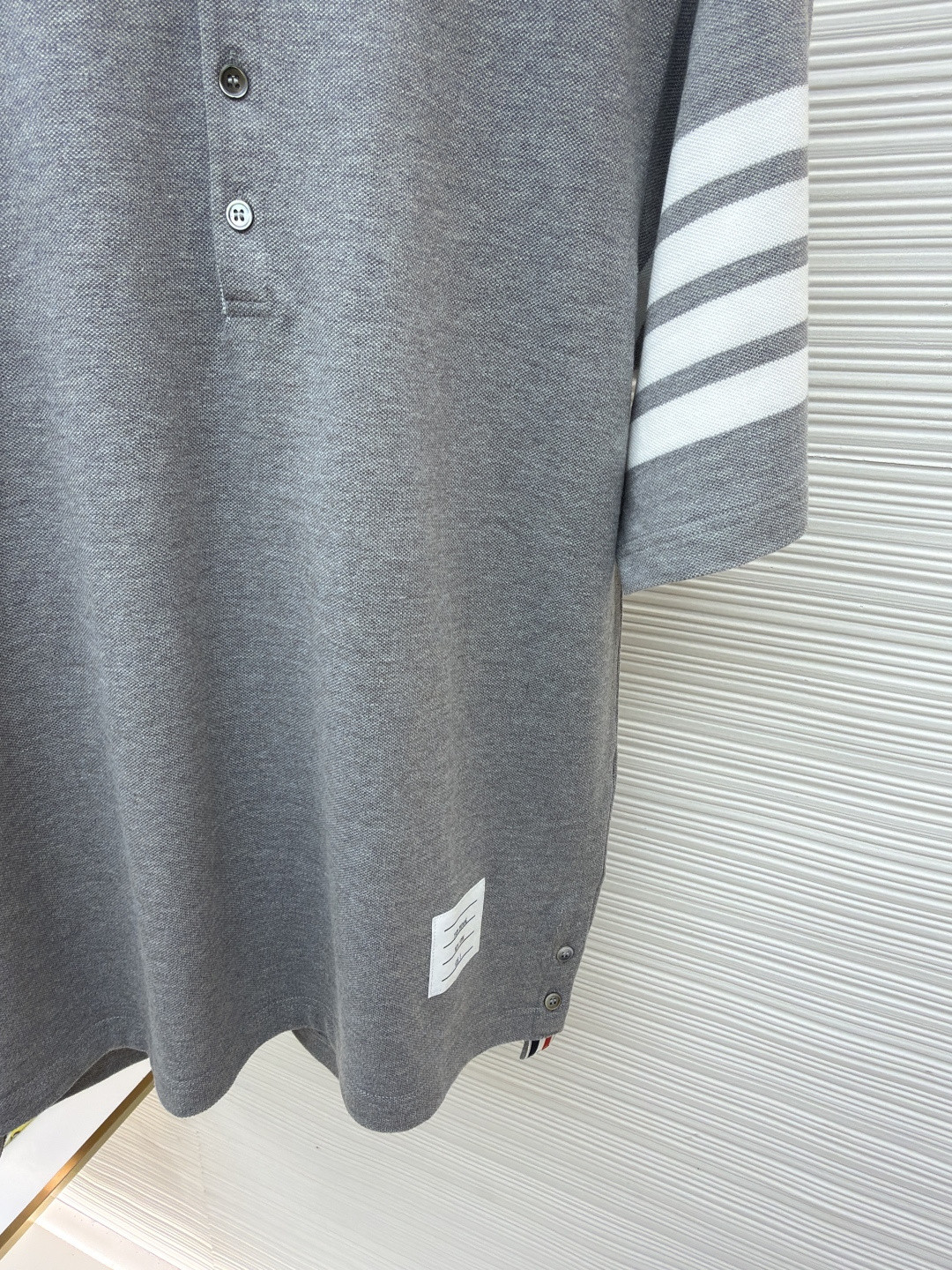 THOM BROWNE 珠地棉针织Polo衫 短袖 T恤 黑色 藏蓝色 灰色 白色 A5 