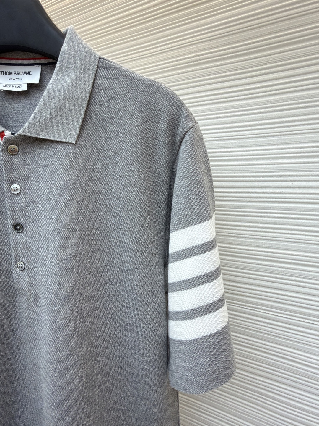 THOM BROWNE 珠地棉针织Polo衫 短袖 T恤 黑色 藏蓝色 灰色 白色 A5 