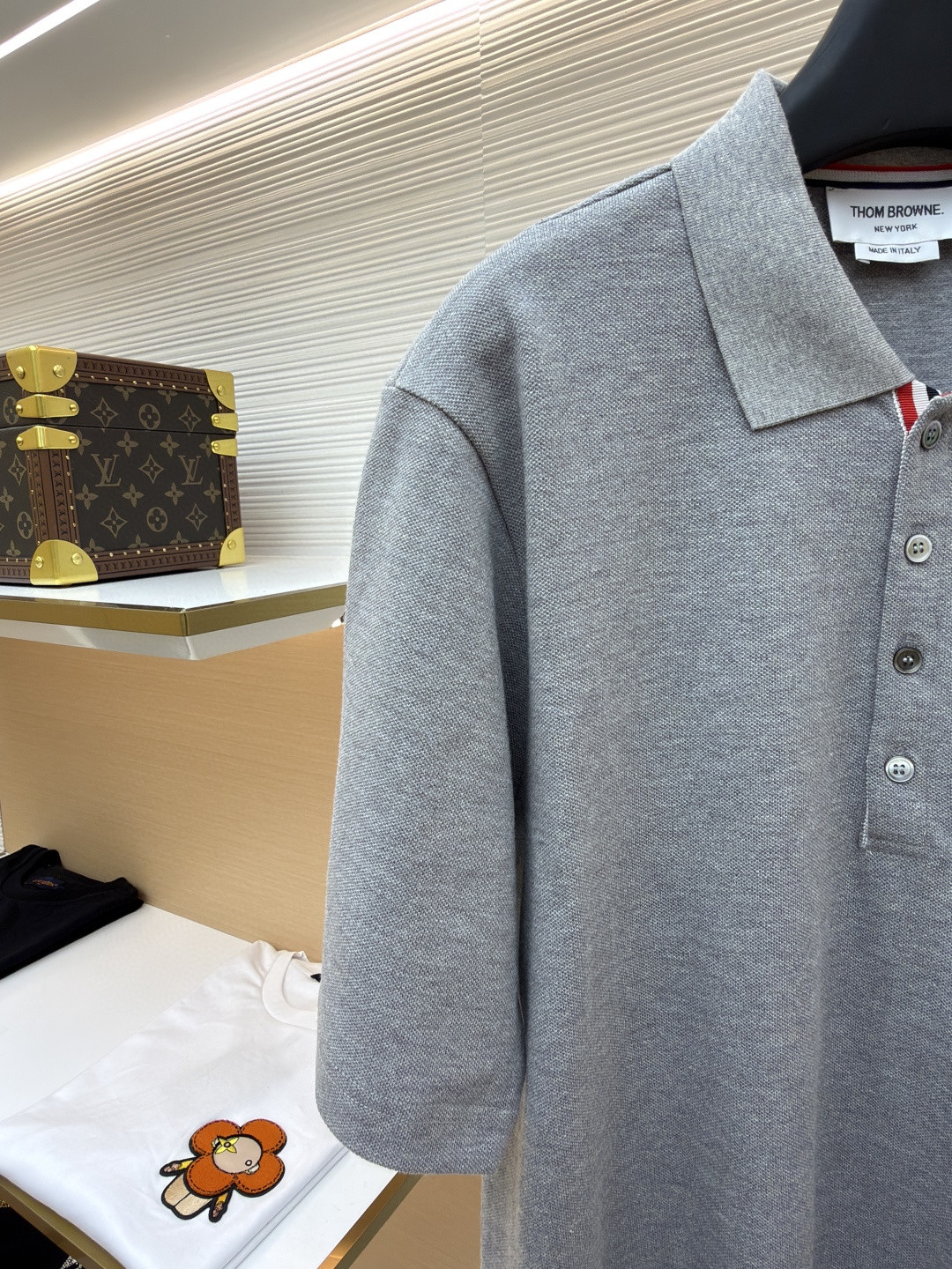 THOM BROWNE 珠地棉针织Polo衫 短袖 T恤 黑色 藏蓝色 灰色 白色 A5 