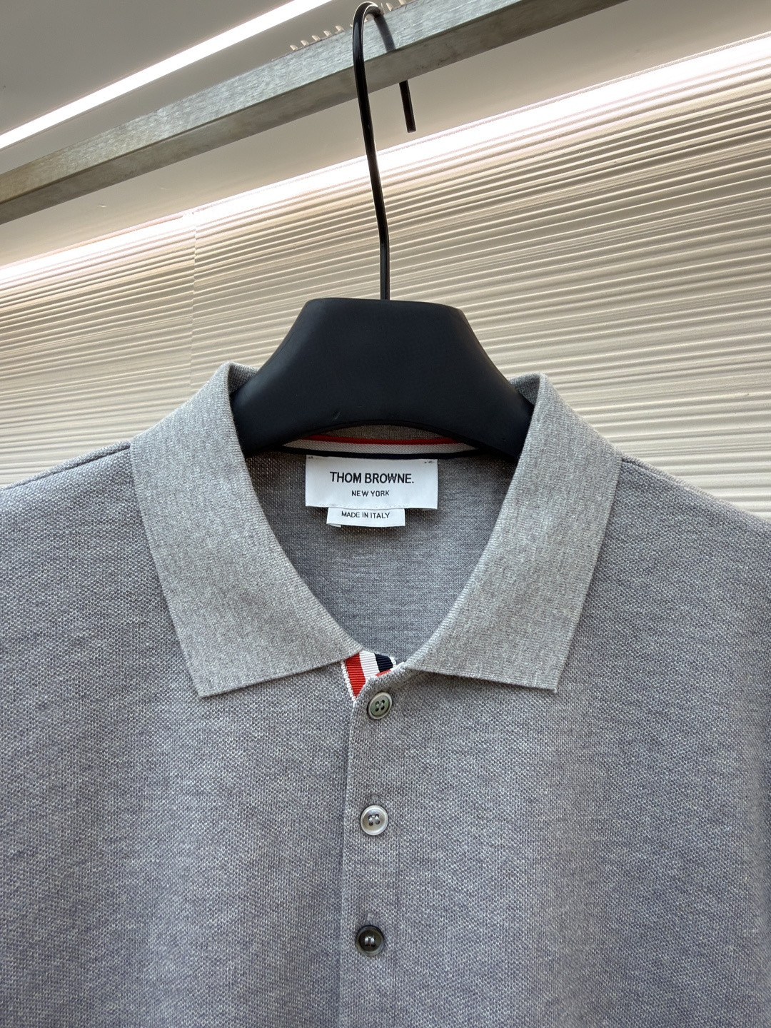 THOM BROWNE 珠地棉针织Polo衫 短袖 T恤 黑色 藏蓝色 灰色 白色 A5 