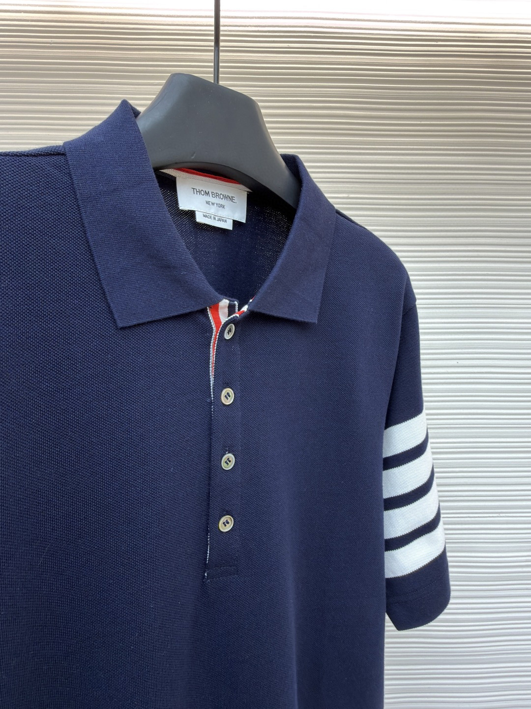 THOM BROWNE 珠地棉针织Polo衫 短袖 T恤 黑色 藏蓝色 灰色 白色 A5 