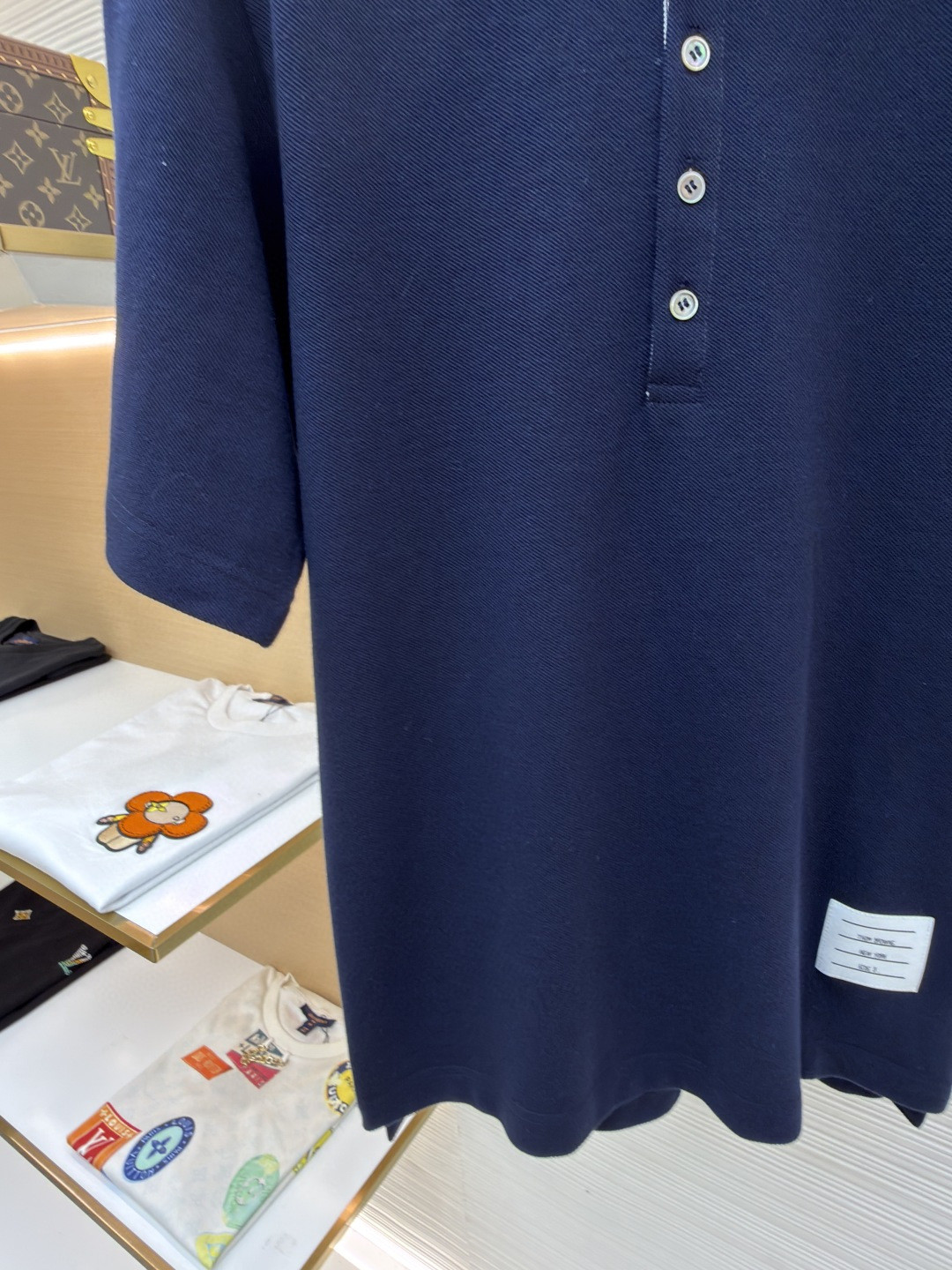 THOM BROWNE 珠地棉针织Polo衫 短袖 T恤 黑色 藏蓝色 灰色 白色 A5 