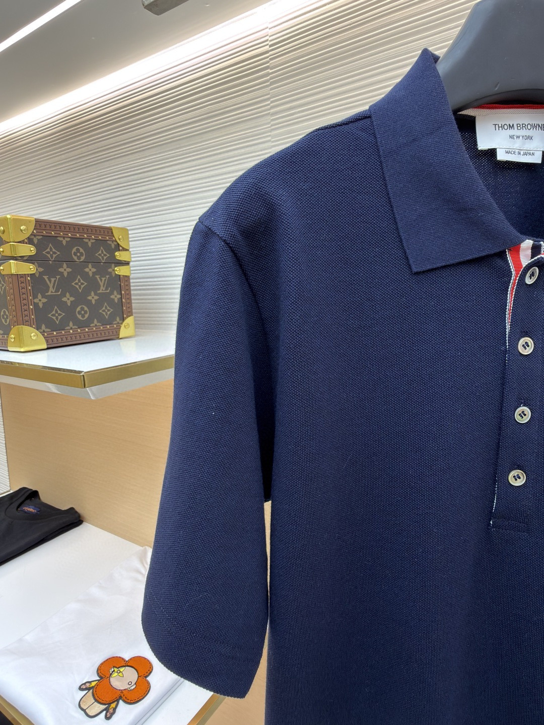 THOM BROWNE 珠地棉针织Polo衫 短袖 T恤 黑色 藏蓝色 灰色 白色 A5 