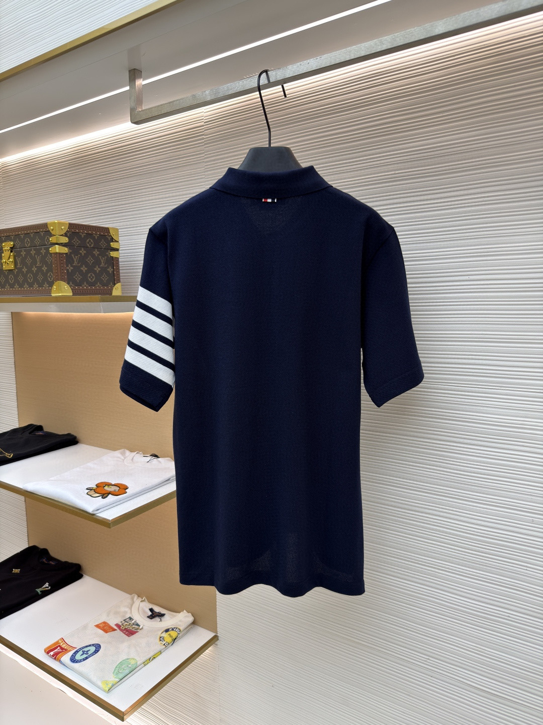 THOM BROWNE 珠地棉针织Polo衫 短袖 T恤 黑色 藏蓝色 灰色 白色 A5 