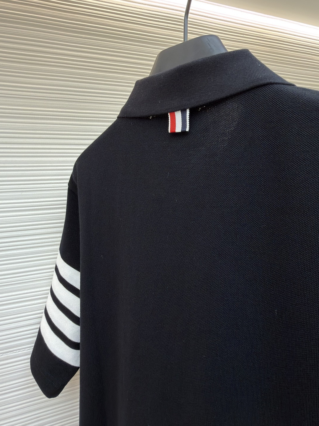 THOM BROWNE 珠地棉针织Polo衫 短袖 T恤 黑色 藏蓝色 灰色 白色 A5 