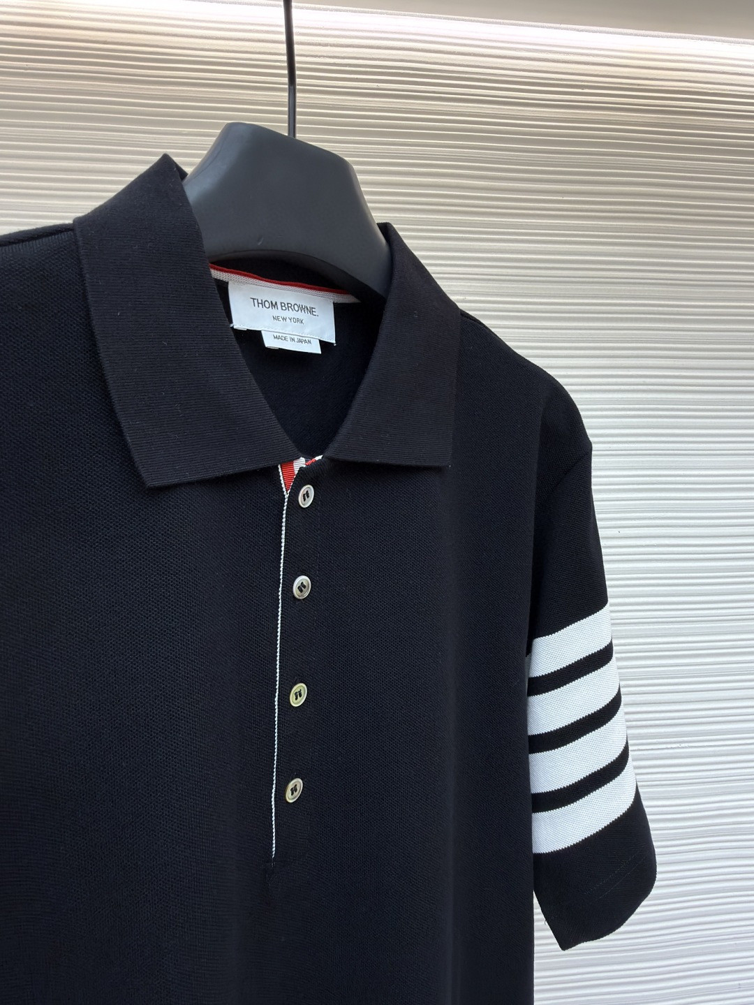 THOM BROWNE 珠地棉针织Polo衫 短袖 T恤 黑色 藏蓝色 灰色 白色 A5 