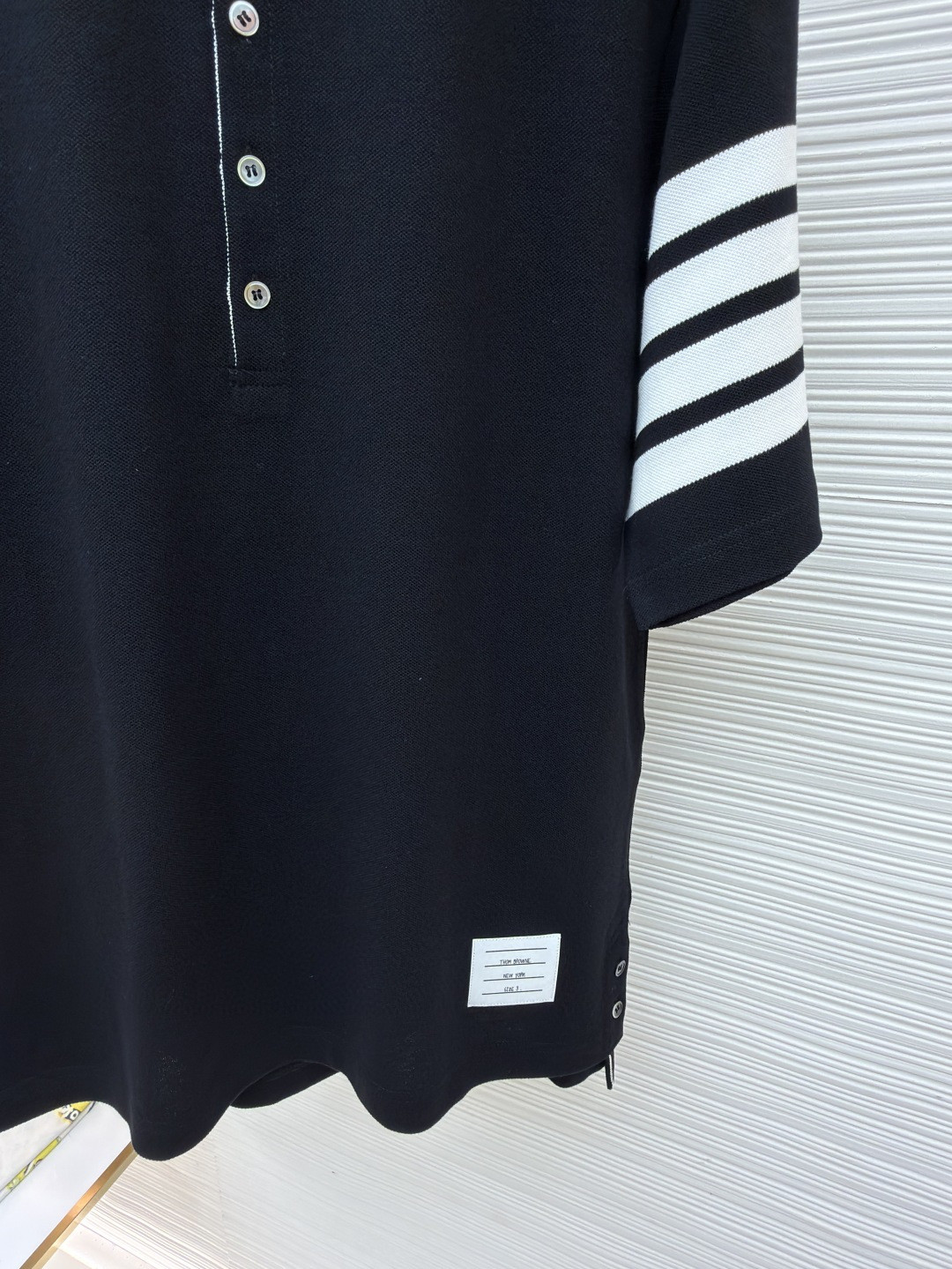 THOM BROWNE 珠地棉针织Polo衫 短袖 T恤 黑色 藏蓝色 灰色 白色 A5 