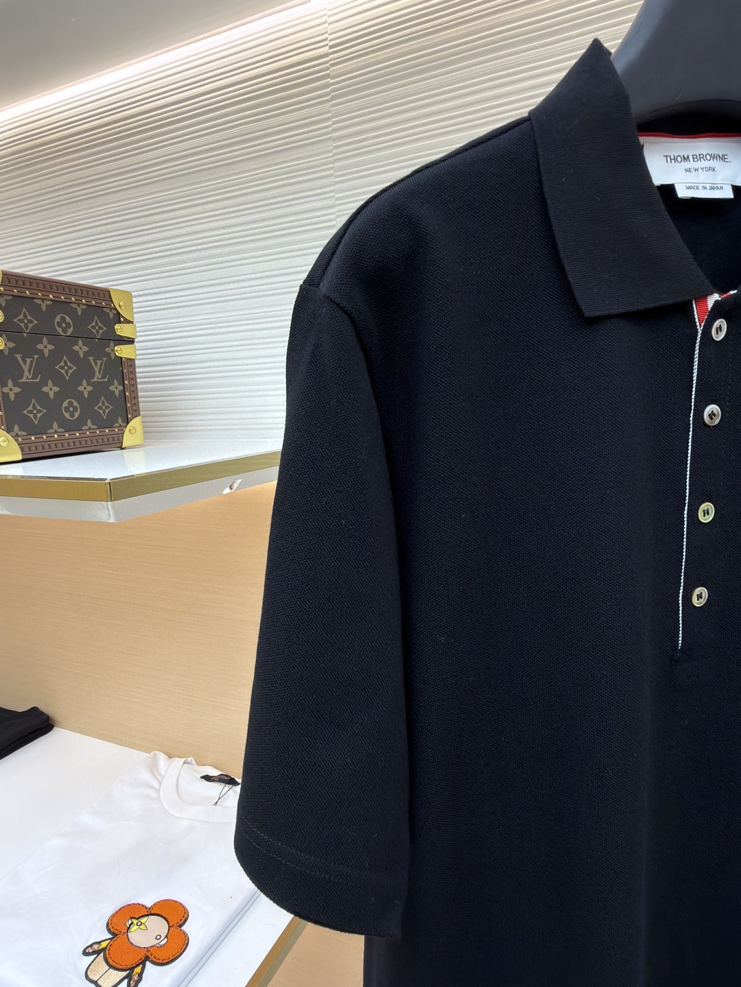 THOM BROWNE 珠地棉针织Polo衫 短袖 T恤 黑色 藏蓝色 灰色 白色 A5 