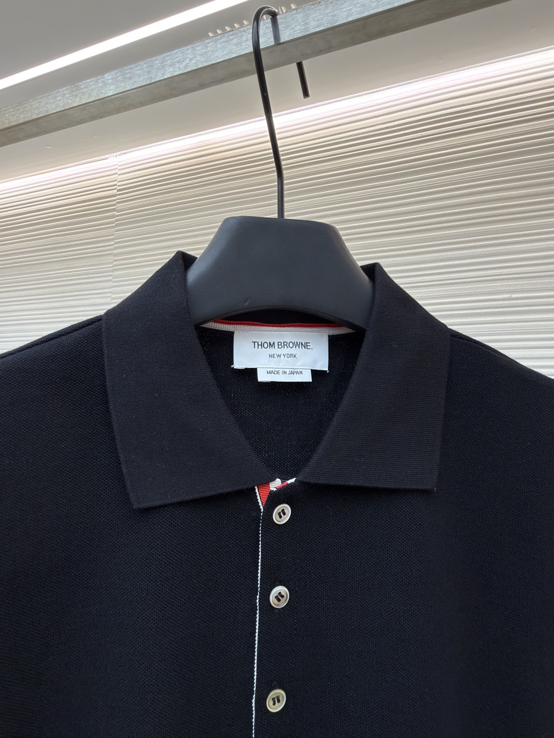 THOM BROWNE 珠地棉针织Polo衫 短袖 T恤 黑色 藏蓝色 灰色 白色 A5 