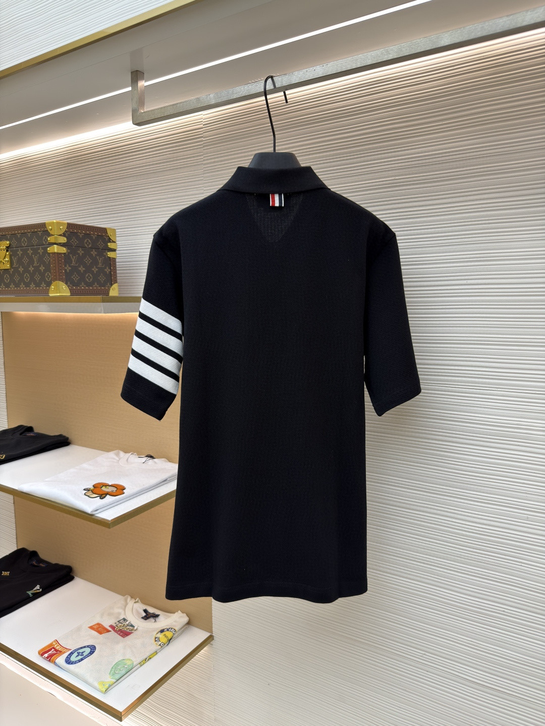 THOM BROWNE 珠地棉针织Polo衫 短袖 T恤 黑色 藏蓝色 灰色 白色 A5 