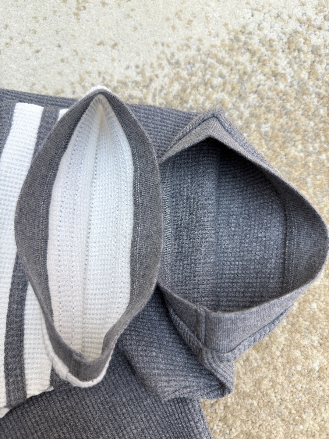 THOM BROWNE 华夫格针织Polo衫 短袖 T恤 深灰色 藏蓝色 灰色 B0 