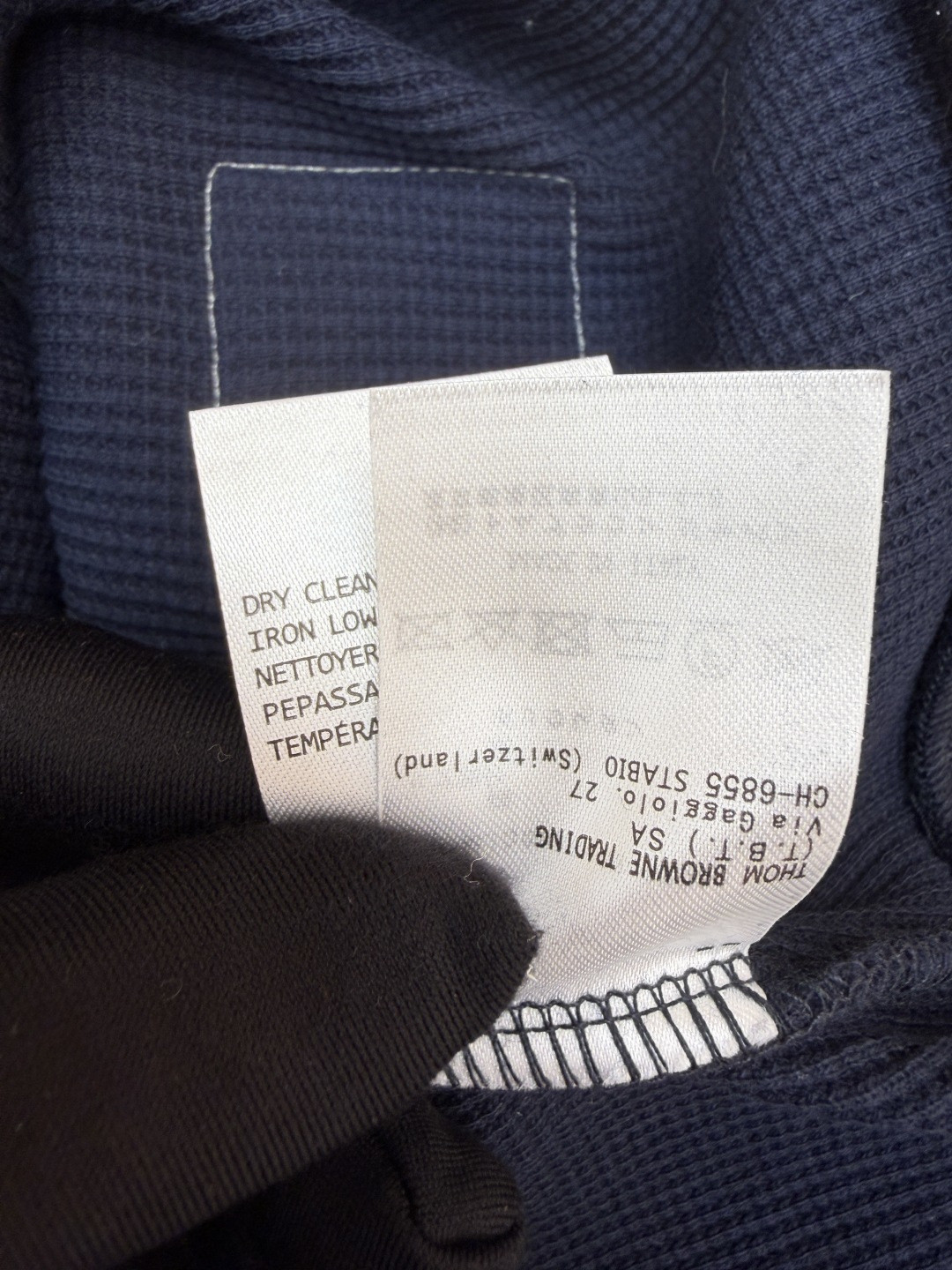 THOM BROWNE 华夫格针织Polo衫 短袖 T恤 深灰色 藏蓝色 灰色 B0 