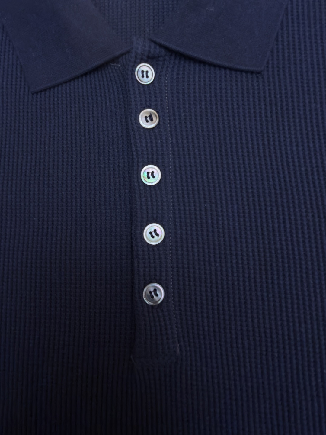 THOM BROWNE 华夫格针织Polo衫 短袖 T恤 深灰色 藏蓝色 灰色 B0 
