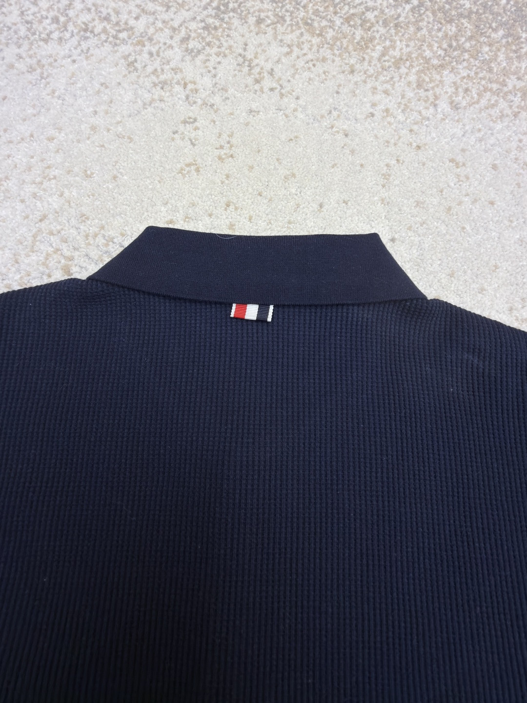 THOM BROWNE 华夫格针织Polo衫 短袖 T恤 深灰色 藏蓝色 灰色 B0 