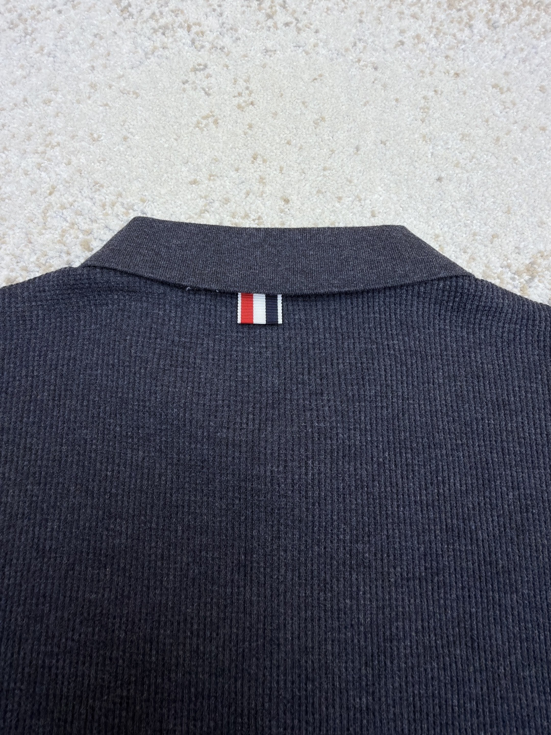 THOM BROWNE 华夫格针织Polo衫 短袖 T恤 深灰色 藏蓝色 灰色 B0 
