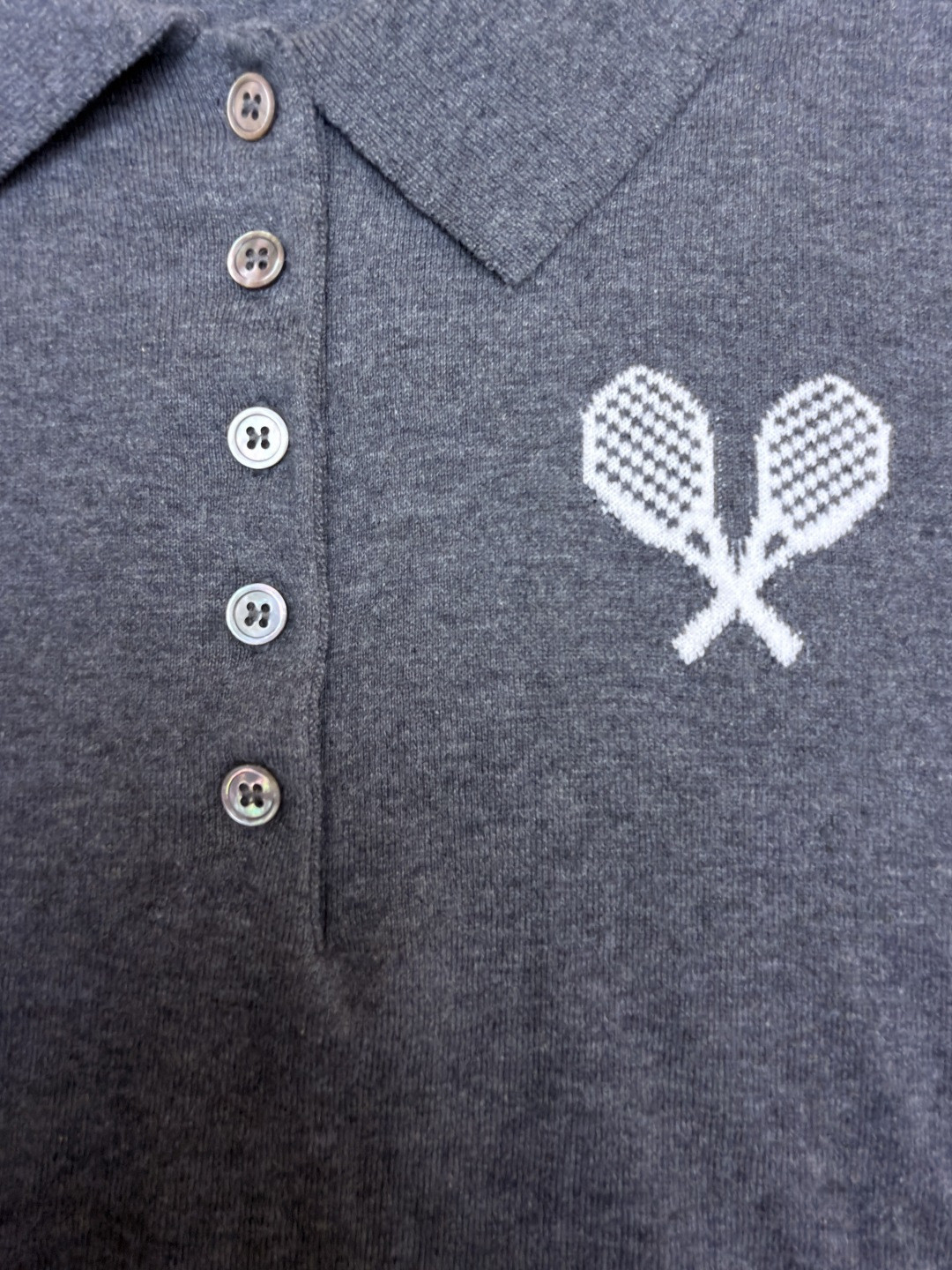 THOM BROWNE 网球拍针织Polo衫 短袖 女款 藏蓝 灰色 A5