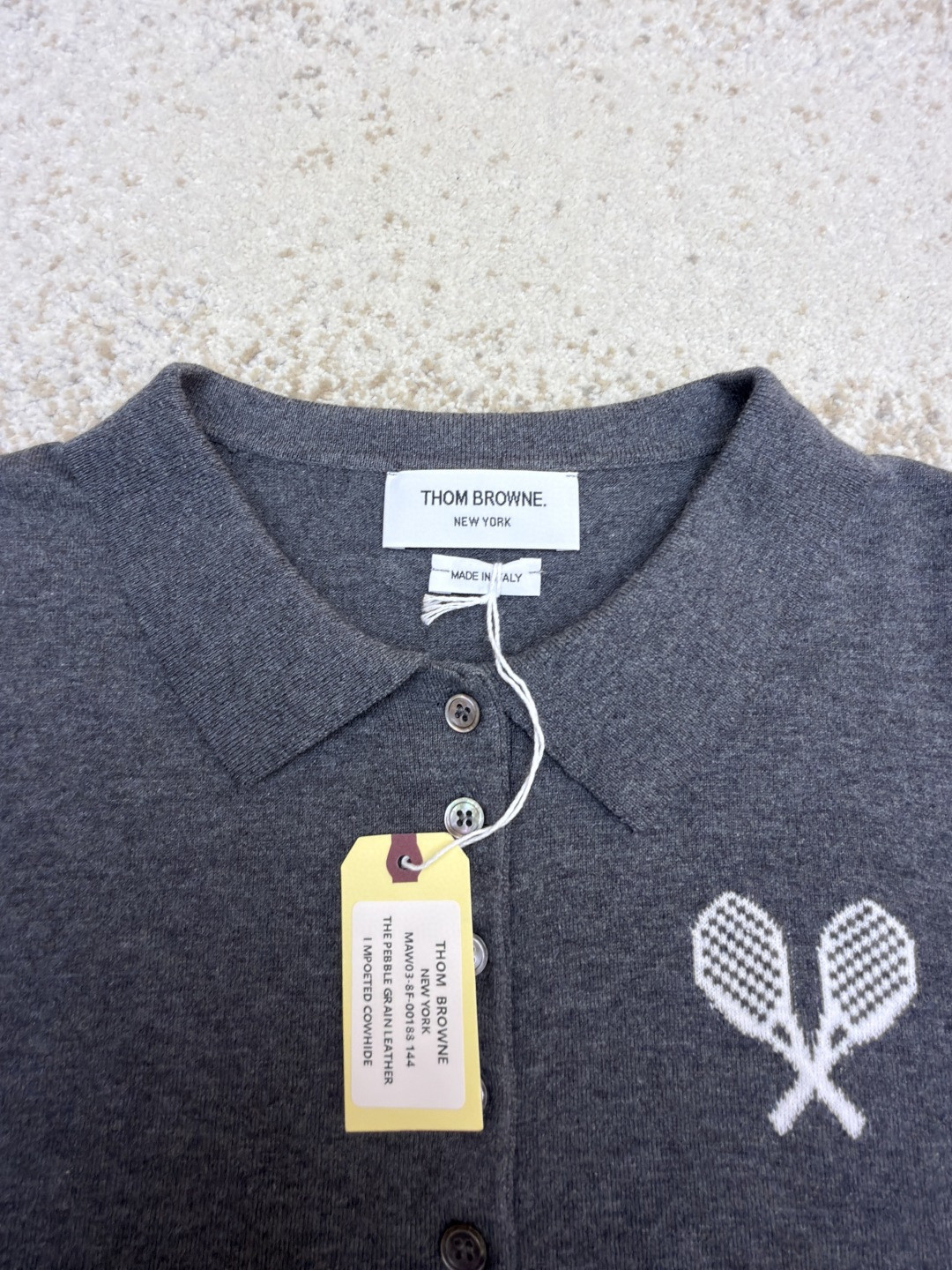 THOM BROWNE 网球拍针织Polo衫 短袖 女款 藏蓝 灰色 A5