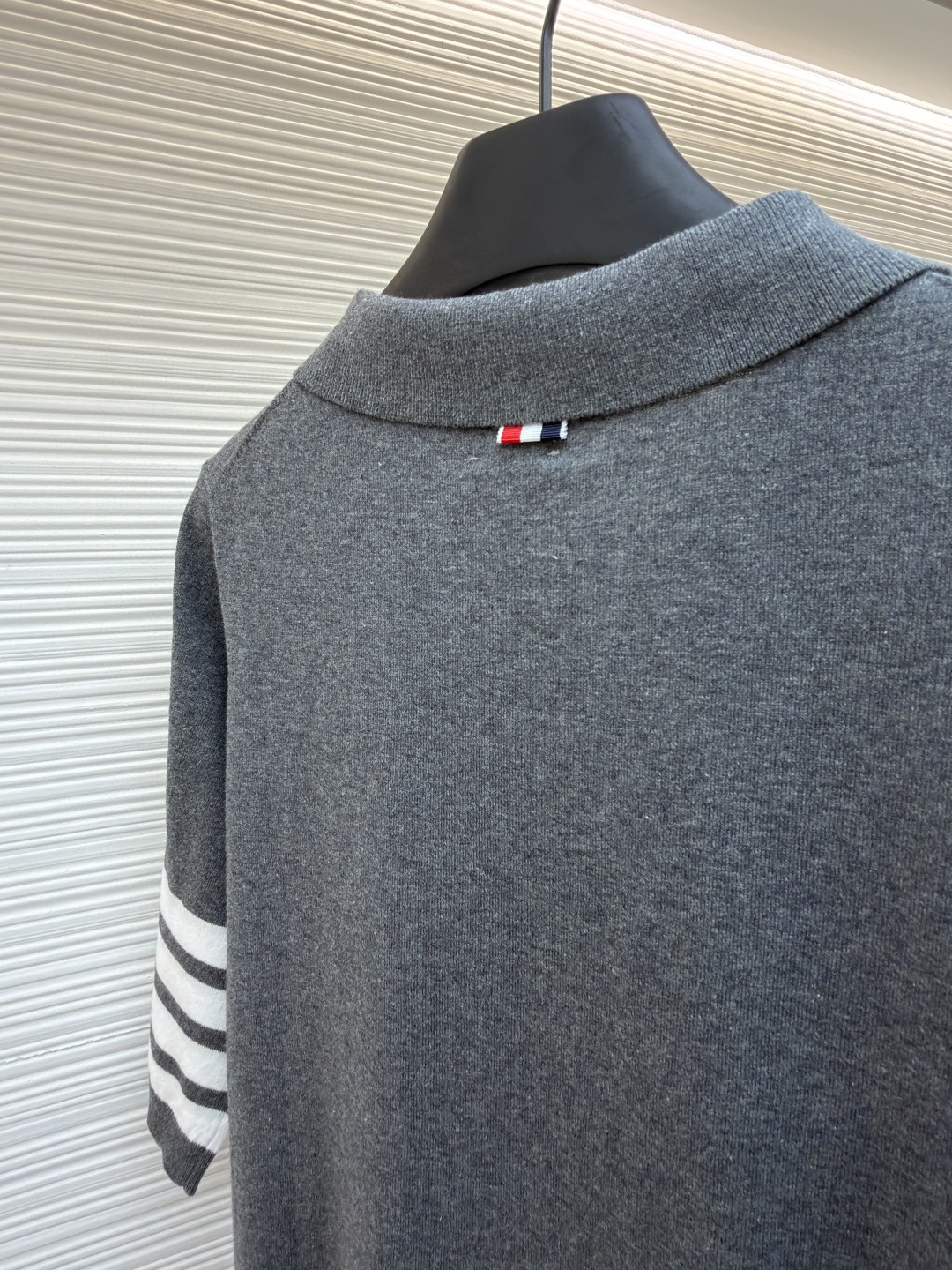 THOM BROWNE 网球拍针织Polo衫 短袖 女款 藏蓝 灰色 A5