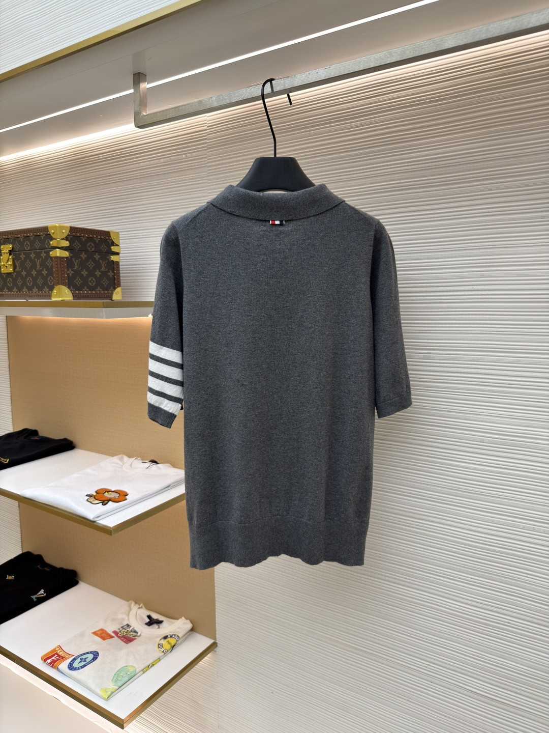 THOM BROWNE 网球拍针织Polo衫 短袖 女款 藏蓝 灰色 A5