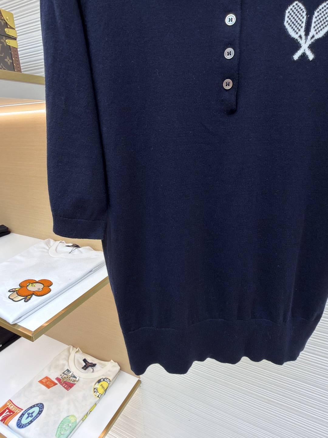 THOM BROWNE 网球拍针织Polo衫 短袖 女款 藏蓝 灰色 A5