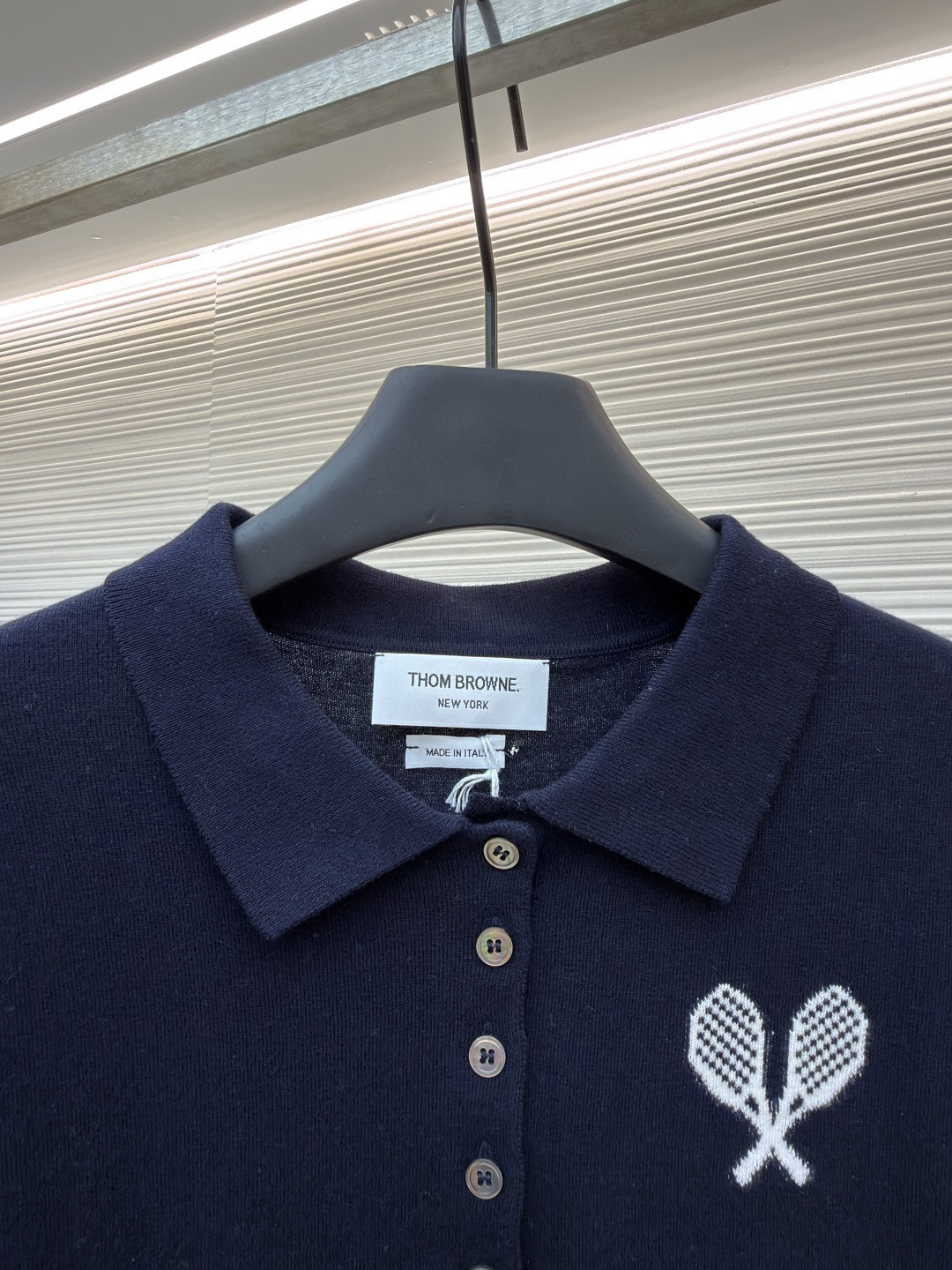THOM BROWNE 网球拍针织Polo衫 短袖 女款 藏蓝 灰色 A5