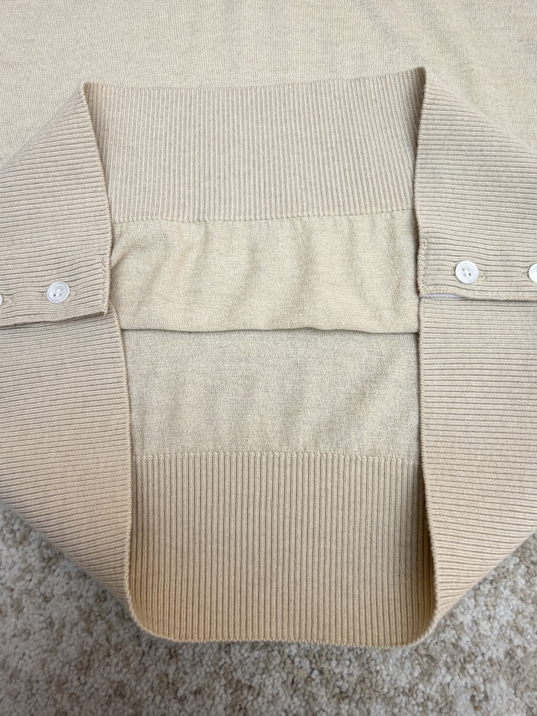 THOM BROWNE 羊毛针织七分袖Polo衫 短袖 女款 藏蓝色 杏色 灰色 B0 FKP053A-Y1014-415