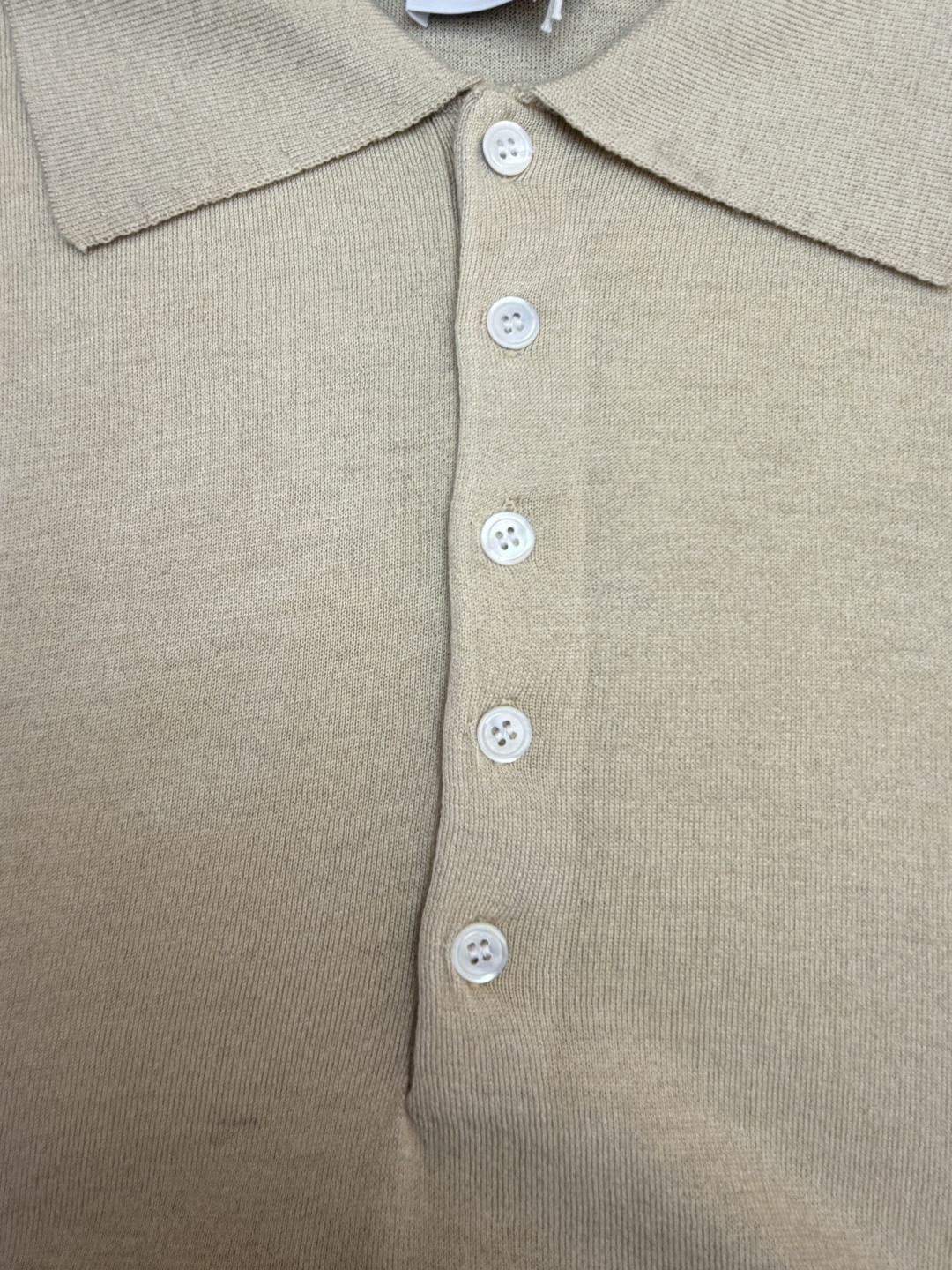 THOM BROWNE 羊毛针织七分袖Polo衫 短袖 女款 藏蓝色 杏色 灰色 B0 FKP053A-Y1014-415